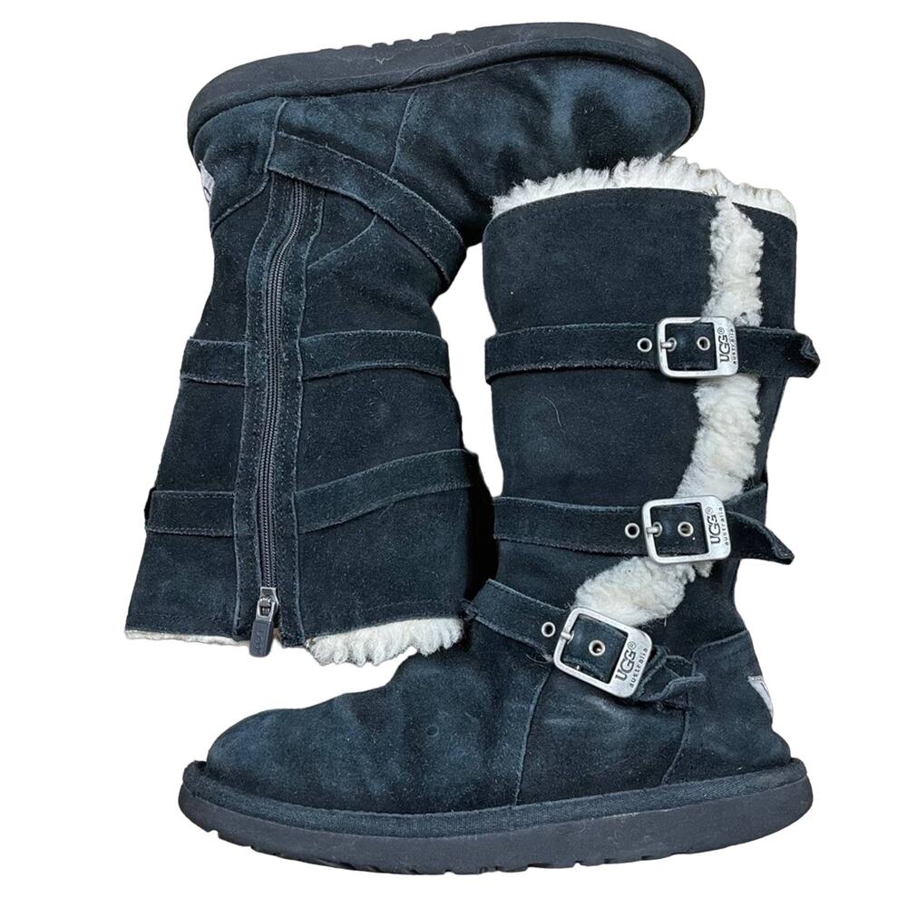 UGG K Maddi Black Buckle Boot Size 5